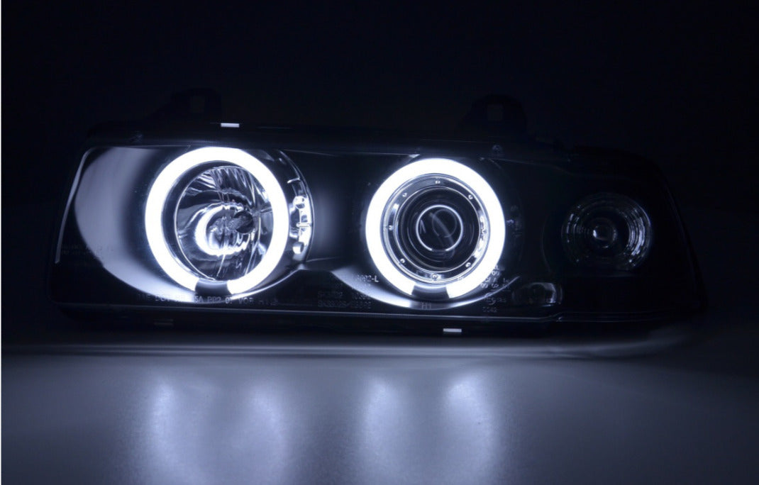 FK LED Headlights Halo Ring CCFL BMW 3 series E36 Coupe Cabrio 92-98 M3 LHD