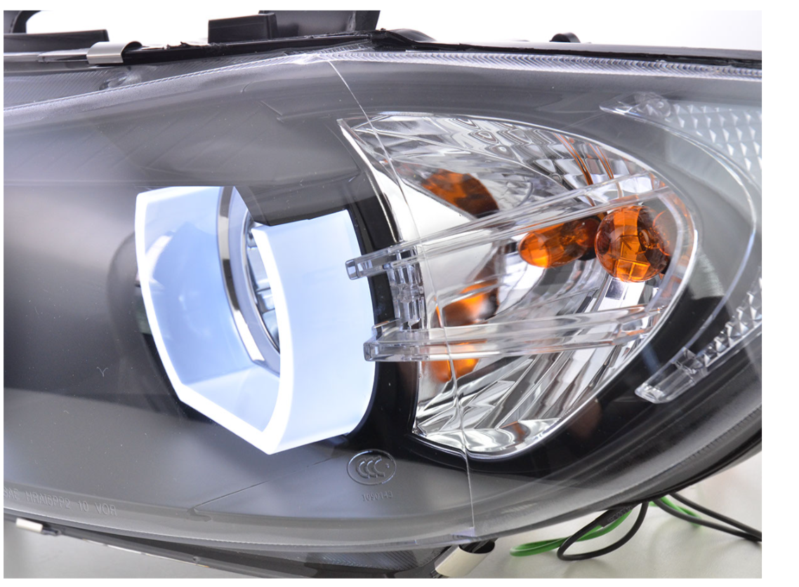 FK Paar LED DRL 3D Halo Lightbar Scheinwerfer BMW 3er E90 E91 05-08 schwarz LHD