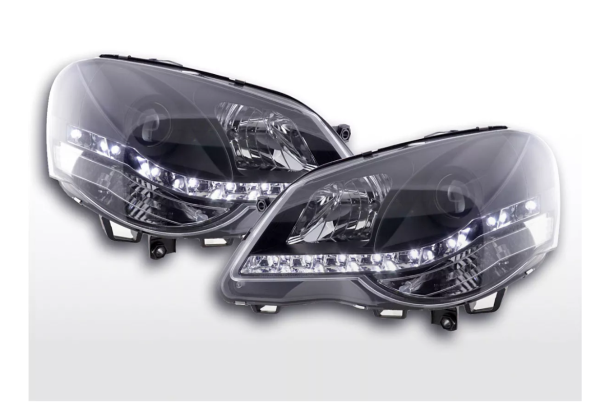 FK Pair LED DRL Projector Halo headlights Polo 4 MK4 9N 9N3 05-09 Black RHD