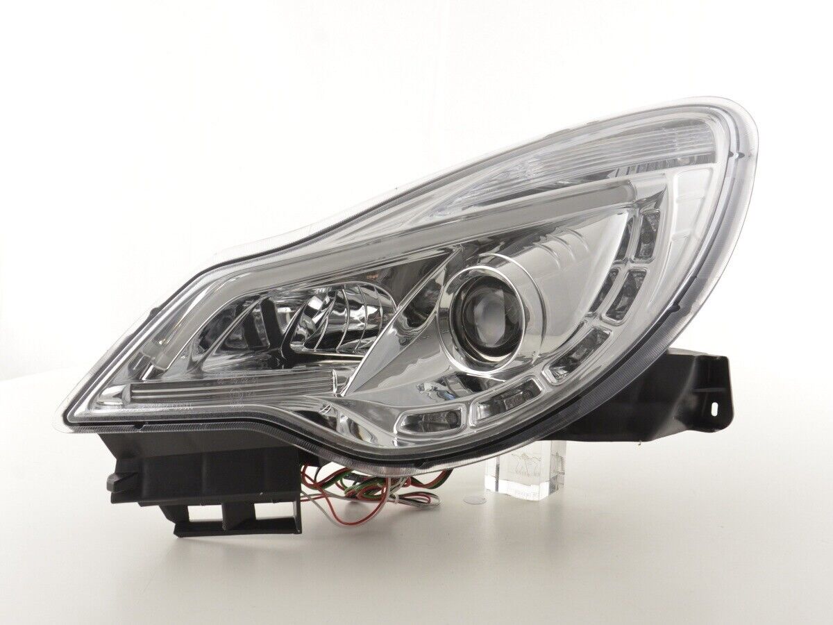 FK Pair LED DRL Projector Halo headlights Opel Vauxhall Corsa D 2011+ Chrome LHD