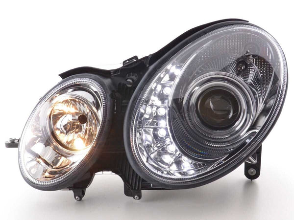 FK Set LED DRL Halo HEADLIGHTS Mercedes E-Class 211 W211 02-06 chrome AMG LHD