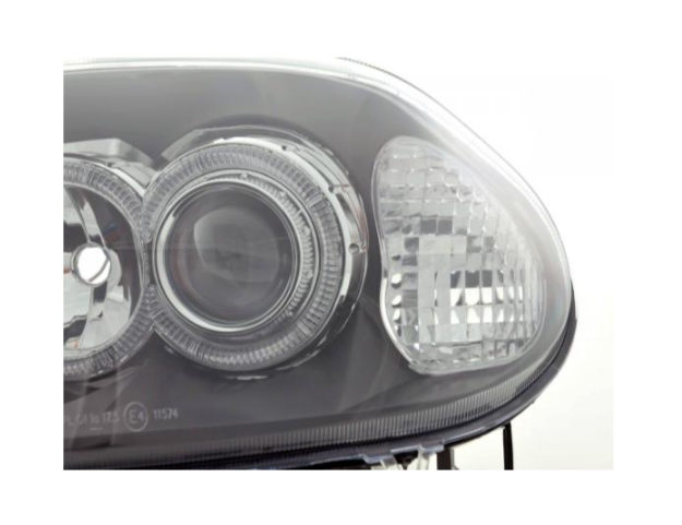 FK LED DRL Angel Eye Projector headlights Renault Clio B 98-01 black RHD + LHD