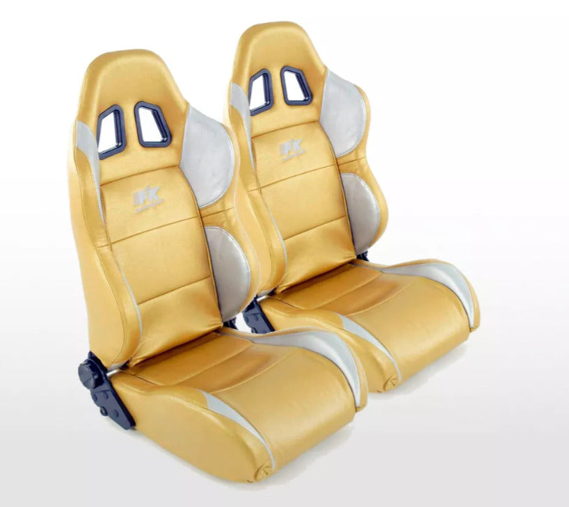 FK Pair Universal Reclining Bucket Motorsport Seats - Gold & Silver Limited Edition