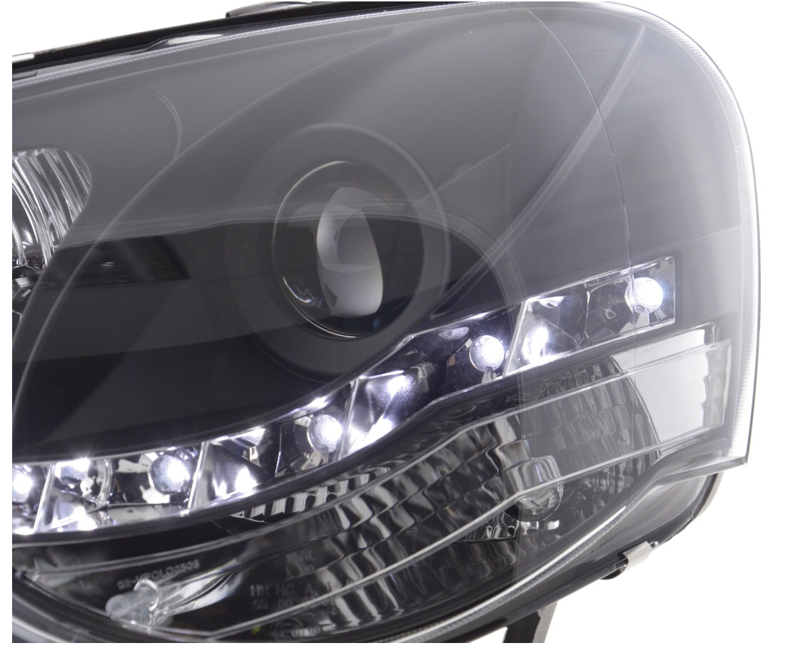 FK Paar LED DRL Projektor Halo-Scheinwerfer Polo 4 MK4 9N 9N3 05–09 Schwarz RHD