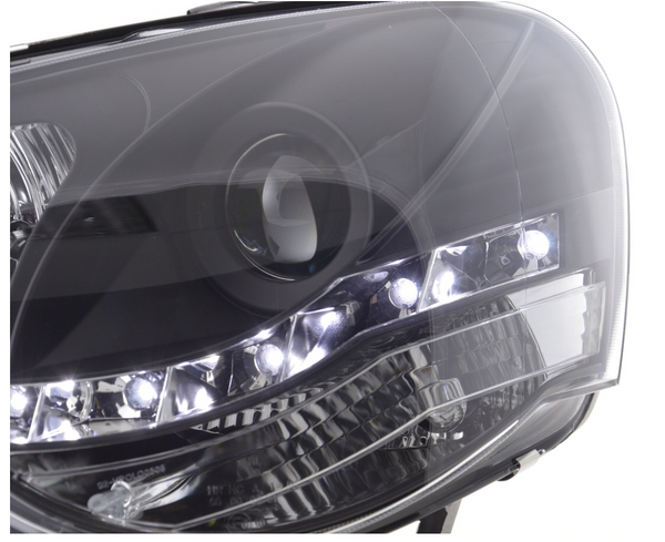 FK Pair LED DRL Projector Halo headlights Polo 4 MK4 9N 9N3 05-09 Black RHD