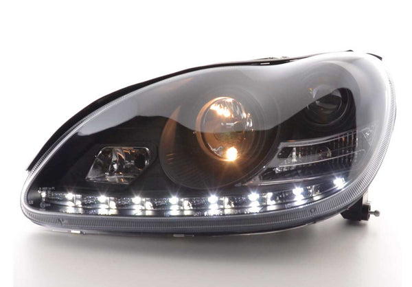 FK LED DRL lightbar Halo Headlights Mercedes S-Class W220 220 02-05 Black Xenon