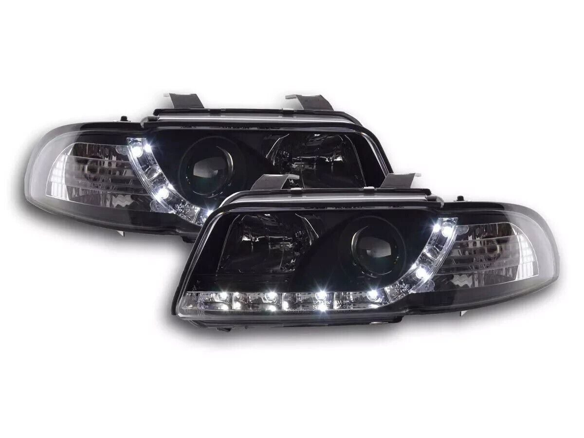 FK Pair LED DRL Lightbar Halo Headlights Audi A4 B5 8D 95-99 black S4 S-Line LHD