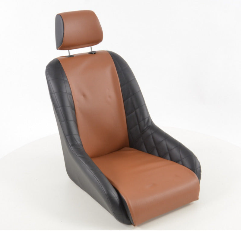 FK Pair Black & Brown Classic Car Retro Kit Speedster Sports Full Bucket Seats