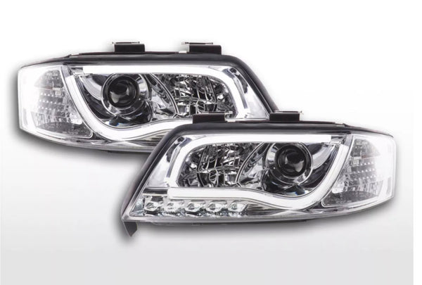 FK Pair LED Headlights LED DRL Lightbar Audi A6 C5 4B 97-01 Chrome S6 S-Line LHD