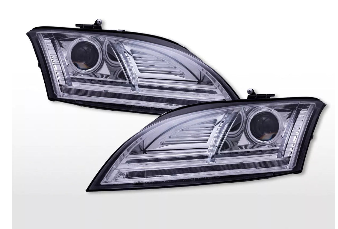 FK LED DRL Lightbar Headlights Audi TT 8J 10-14 chrome Sequential Indicators LHD