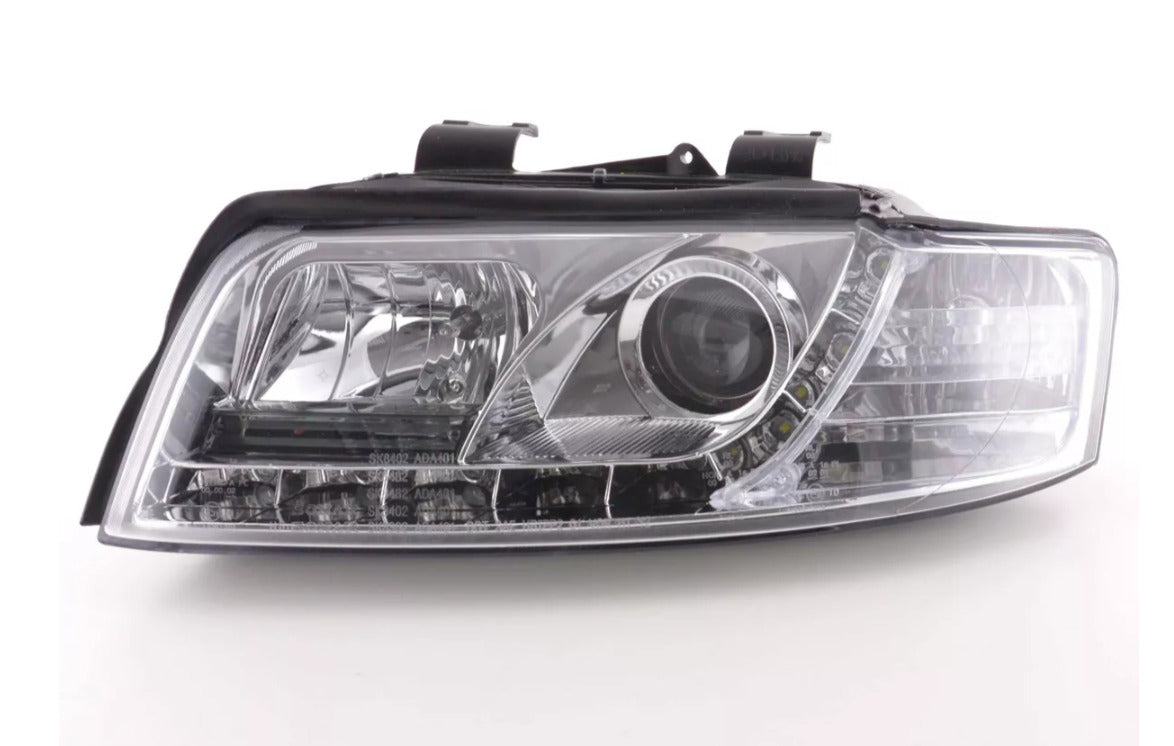 FK LED DRL Lightbar Halo Headlights Audi A4 B6 8E 01-04 Smoke Chrome LHD S4