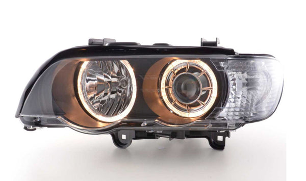 FK Pair LED DRL Halo Ring Angel Headlights BMW X5 E53 00-03 black Uni RHD & LHD