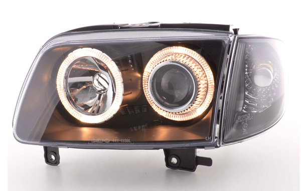 FK LED DRL Angel Eye Projector Headlights VW Polo 6N2 99-01 black LHD / RHD