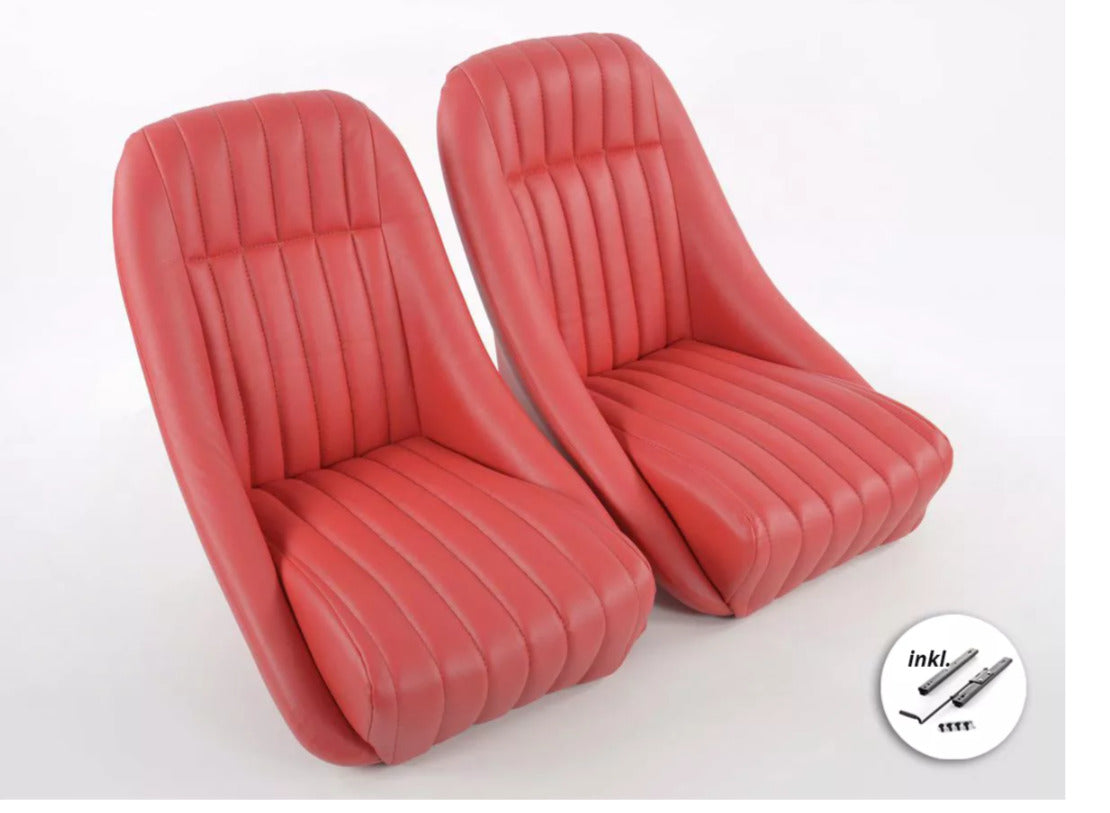 FK Red Classic Car Retro Kit Speedster Fixed Back Bucket Seats Inc Runners