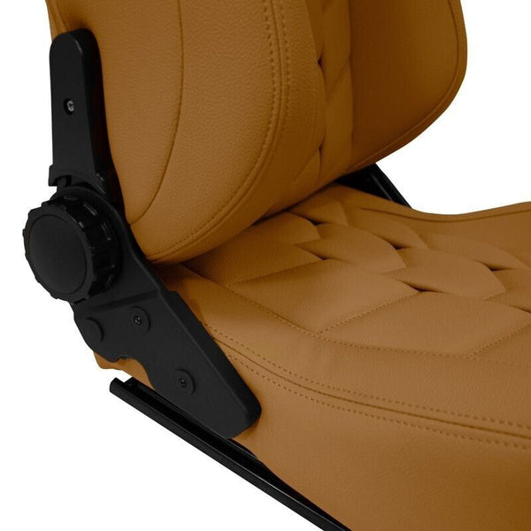 Auto-Style GK x1 Universal Reclining Sports Bucket Seat Beige LUXE Quilted Stitch Back Edition inc slides