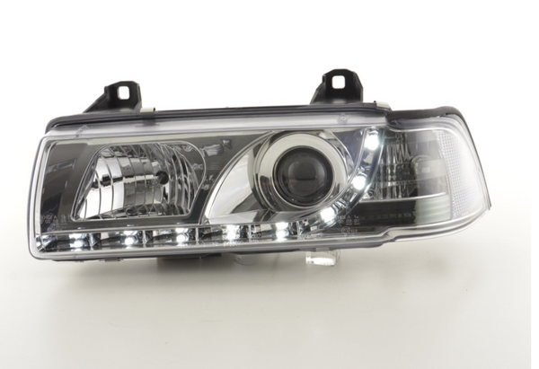 FK LED Headlights Angel Eyes Halo Ring BMW 3-Series E36 Saloon 92-98 chrome LHD