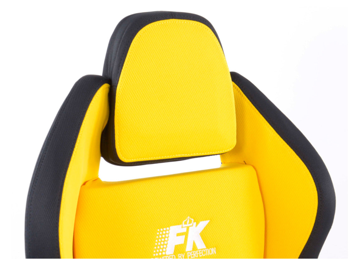 FK Pair Universal Reclining Bucket Sports Seats - Race Black & YELLOW Motorsport