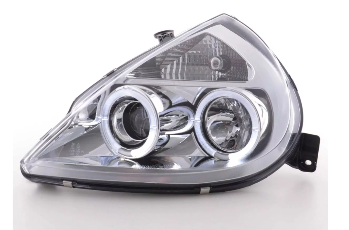 FK LED DRL Angel Eye Projector Headlights Ford KA type RBT 96-08 chrome LHD