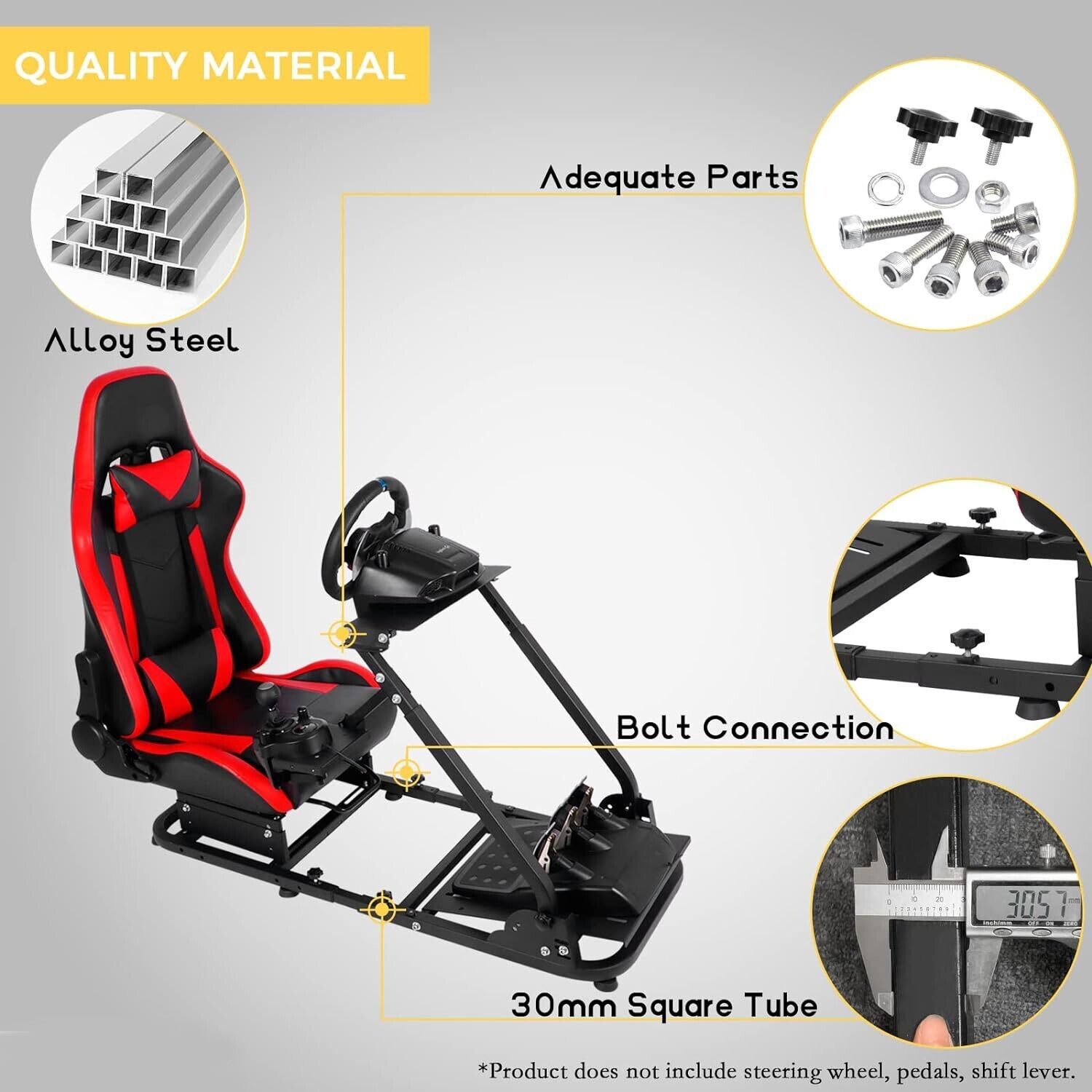 Driving Game Sim Racing Frame & Seat Rig Add Wheel Pedals Xbox PS PC C ...
