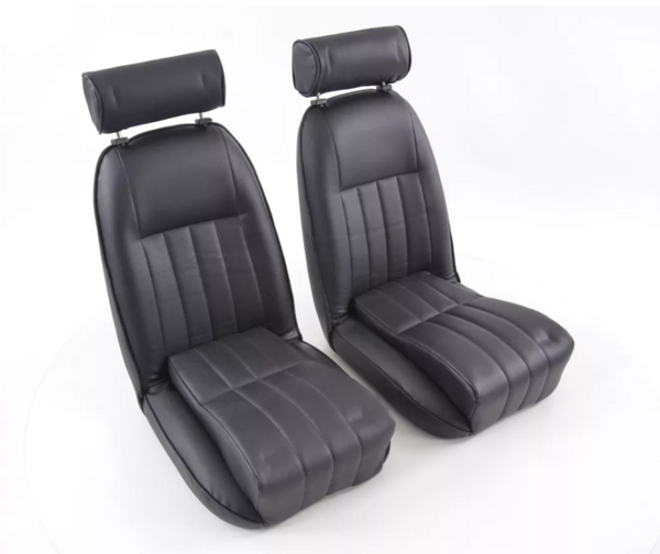 FK BLACK Pair Classic Car Retro Kit Speedster Sports Car Fixed Bucket Seats