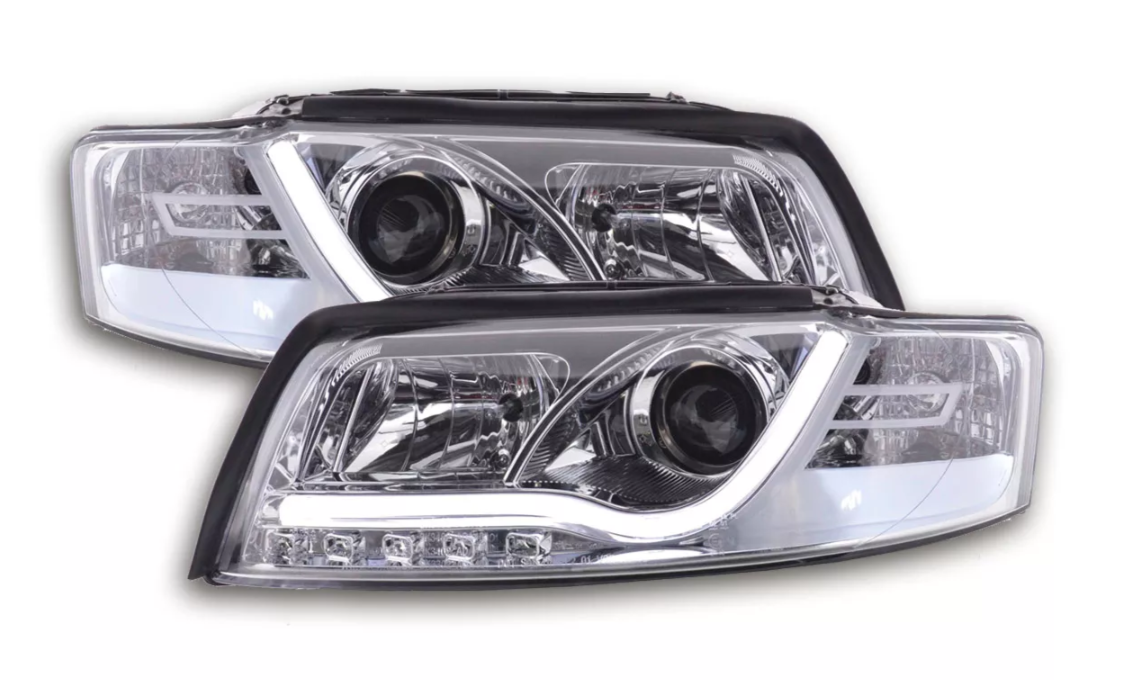 FK Set LED DRL Headlights Halo Lightbar Audi A4 b6 8E 01-04 Chrome LHD S4