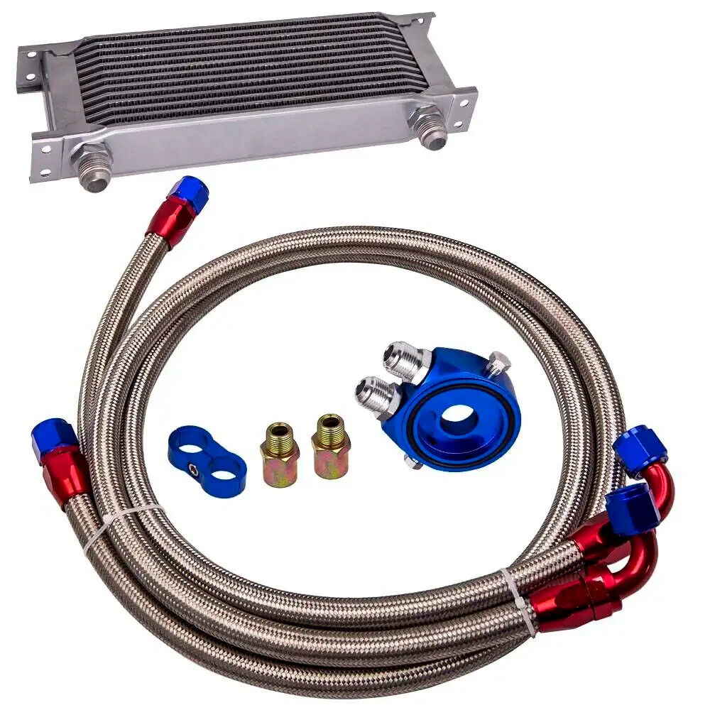 MXPR Universal 13-Row 10AN Engine Transmission Oil Cooler Kit + hose oil lines