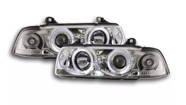 FK LED DRL Headlights Halo Ring BMW 3-Series E36 Coupe Cabrio 92-98 chrome LHD