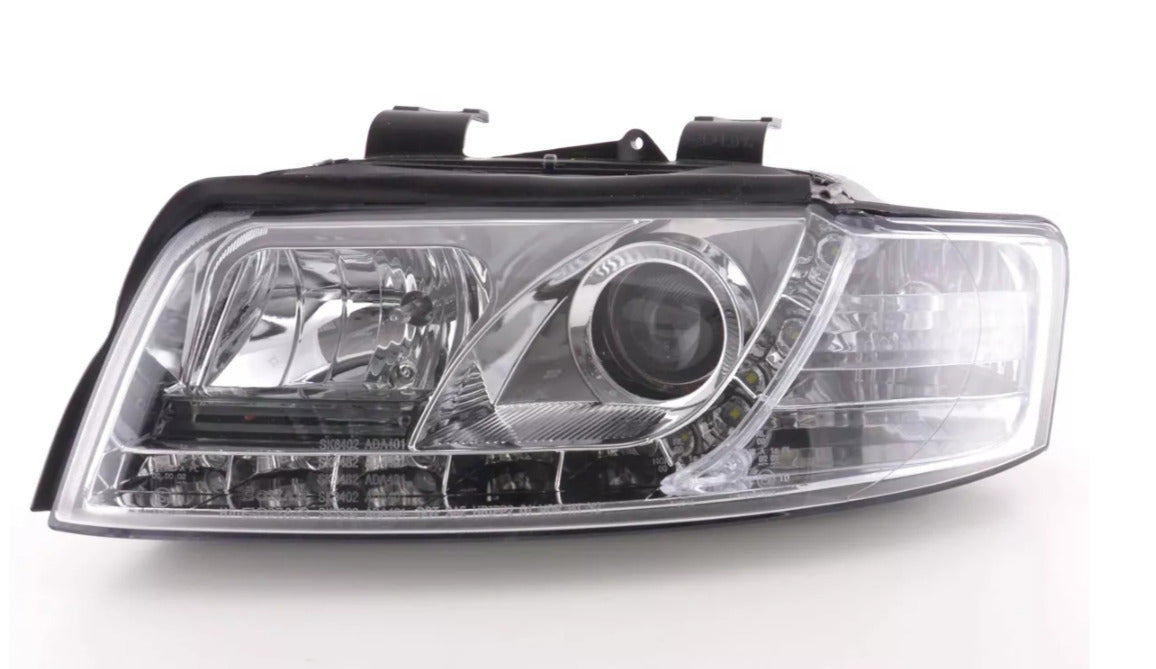 FK LED DRL Lightbar Halo Headlights Audi A4 B6 8E 01-04 Smoke Chrome LHD S4