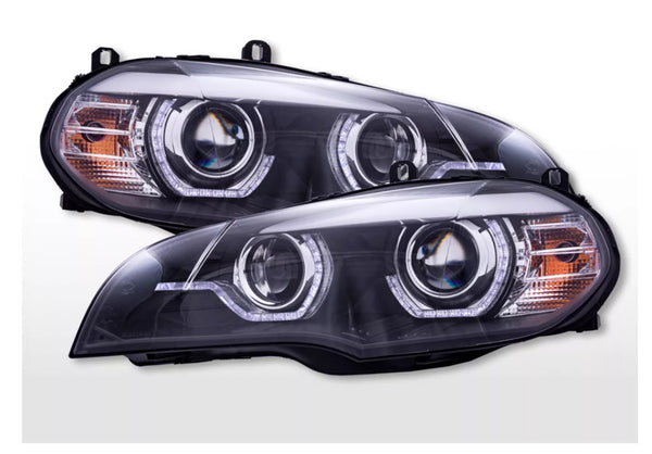 FK Pair LED DRL Projector Halo Lightbar headlights BMW X5 E70 2008-2010 LHD