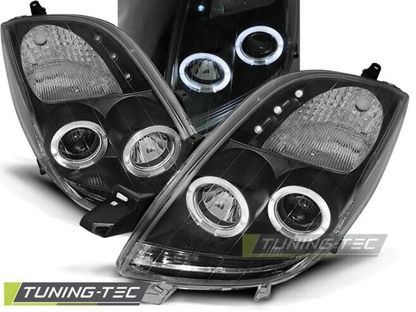 Tuning-Tec LED DRL Halo Ring Headlights TOYOTA YARIS 06-09 Black LHD