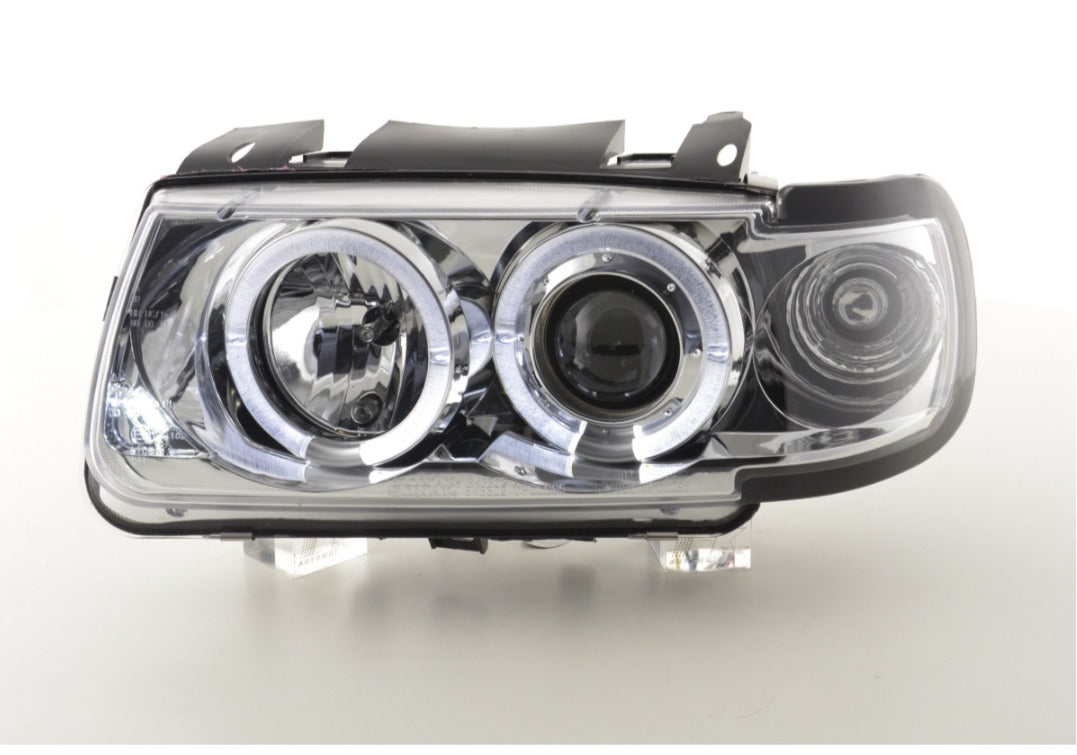 FK LED DRL Angel Eye Halo Ring Headlights VW Polo 6N 94-99 Chrome LHD