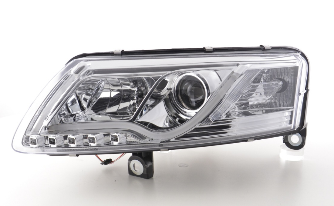 FK LED Headlights LED DRL Lightbar Projector Audi A6 C6 4F 04-08 chrome S6 S-Line RHD