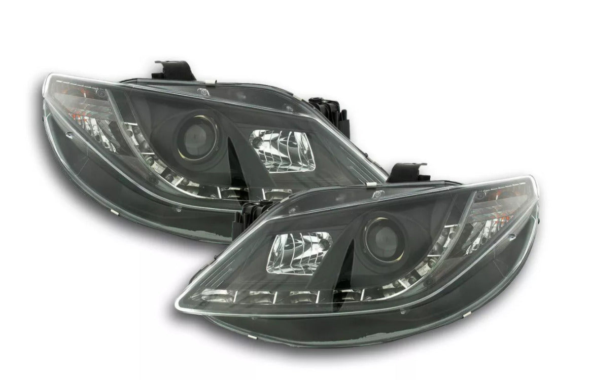 FK Pair LED DRL Projector Angel Eyes headlights Seat Ibiza 4 MK4 6J 08- black