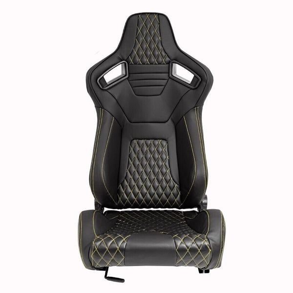 ATS AK x1 Univ Reclining Sports Bucket Seat Black Yellow Stitch Carbon + slides