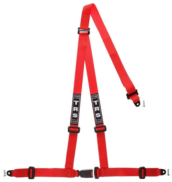 TRS Bolt-In 3 Point Car Sim Seatbelt Safety Harness RED Road Legal ECE Approved