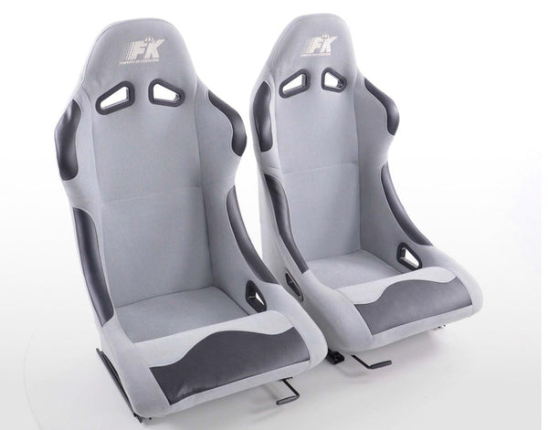 FK Pair Universal Fixed Back Motorsport Full Bucket Seats x4 Colour +slide rails