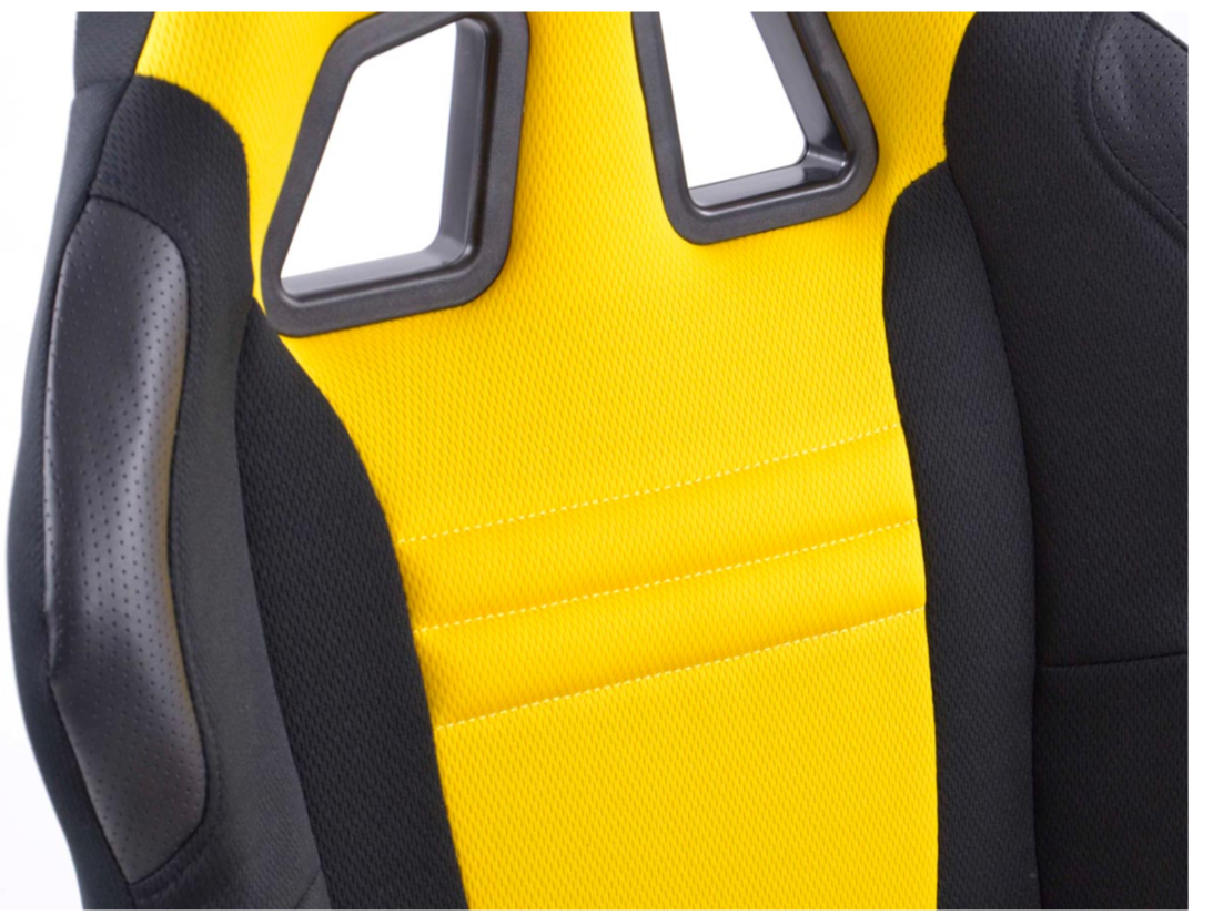 FK Pair Universal Reclining Bucket Sports Seats Black & Yellow Motorsports Ed