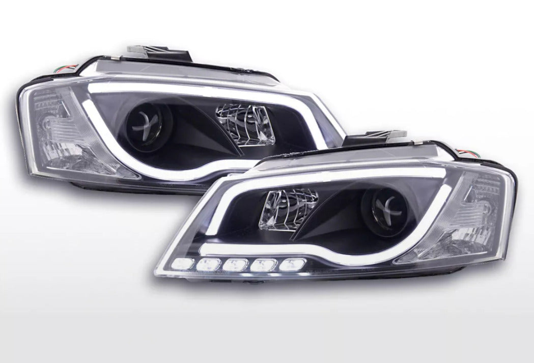 FK Set LED DRL Headlights Halo Lightbar Audi A3 8P 8PA 08-12 Black S3 LHD