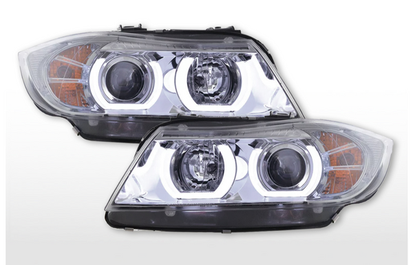 FK Pair LED DRL Projector headlights BMW 3-series E90 E91 05-08 Chrome LHD H7 H1