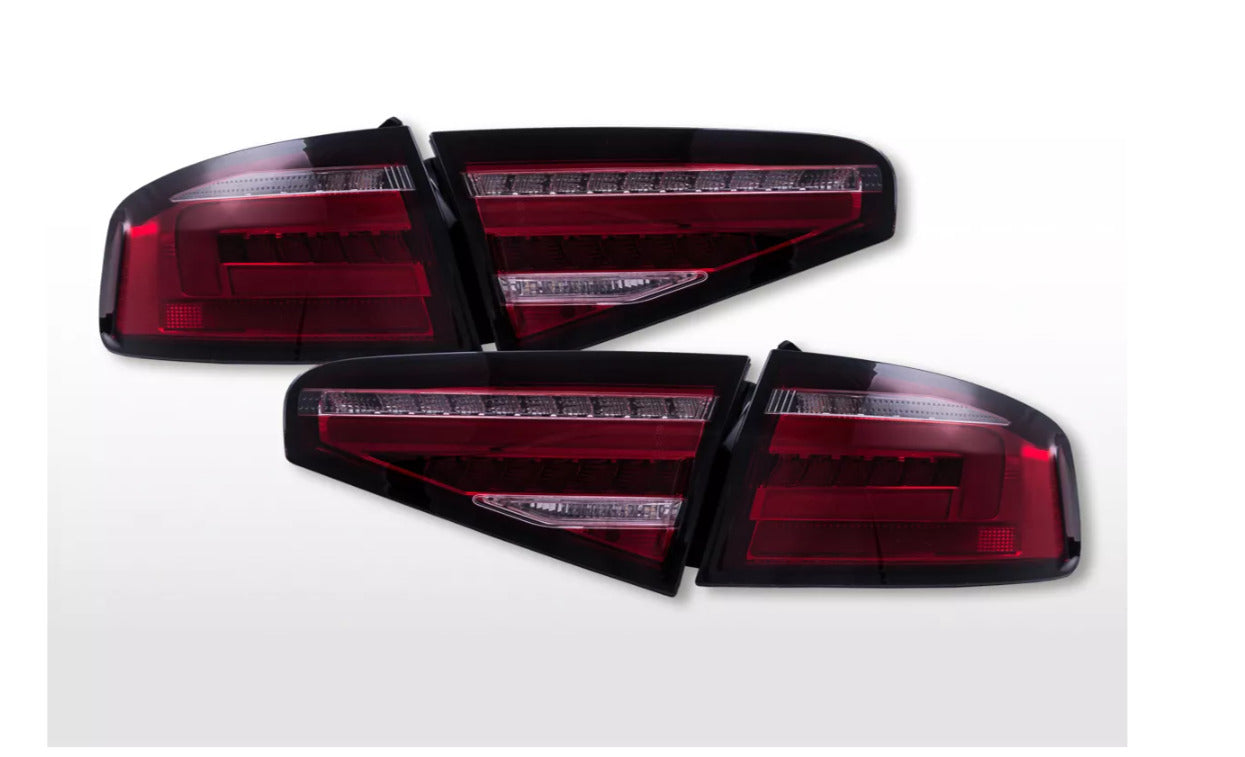 FK Audi A4 B8 8K 13-15 LED REAR Lights DRL Lightbar TAIL LIGHTS Red Smoke S4 LHD (fits 4-door sedan / saloon only)