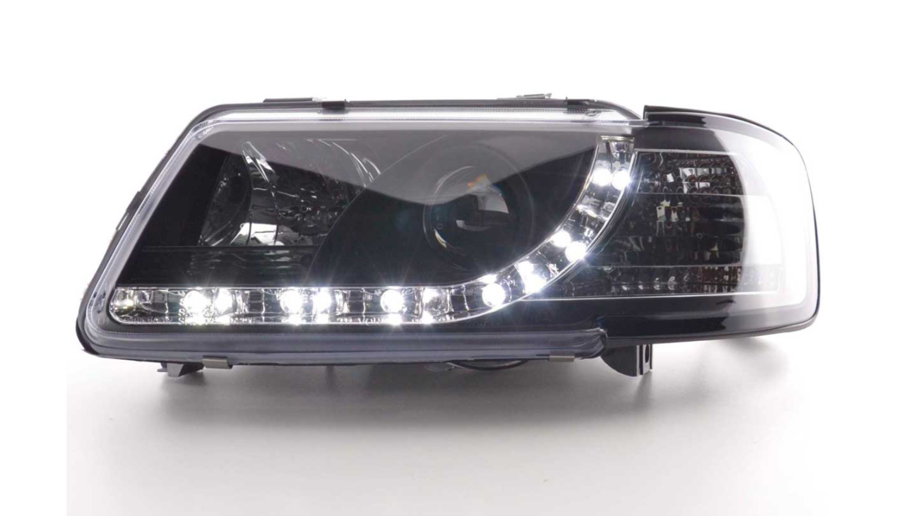 FK Paar LED DRL Halo Ring Lightbar Scheinwerfer Audi A3 8L 96-00 schwarz S3 S-Line