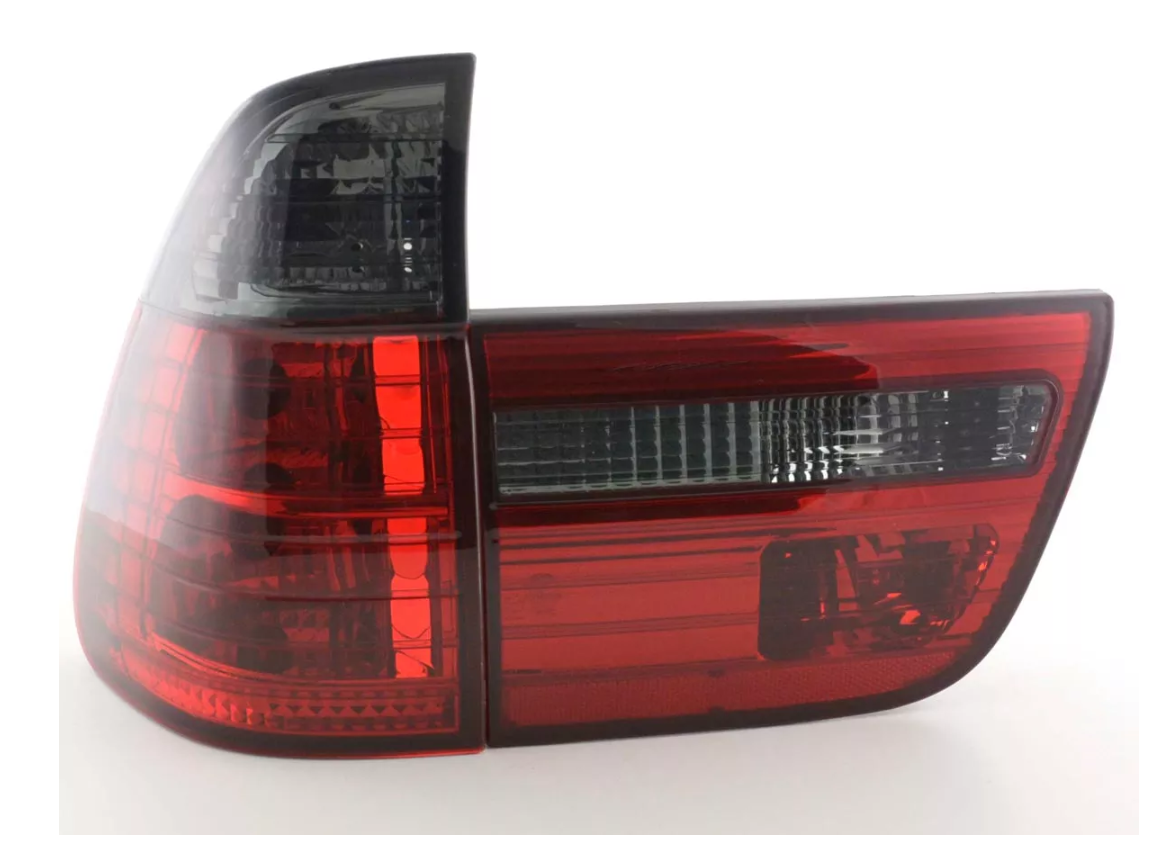 FK Pair LED REAR LIGHTS BMW X5 E53 98-03 black smoke / red LHD Plug & Play