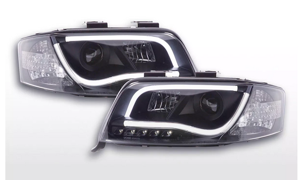 FK LED Headlights LED DRL Lightbar Audi A6 C5 4B 97-01 Black S6 S-Line LHD