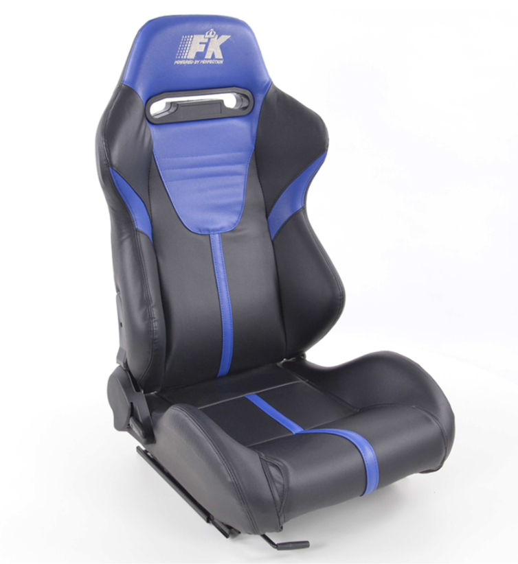 FK Universal Recline Fold Bucket Seats - Motorsport Black Blue Edition + slides