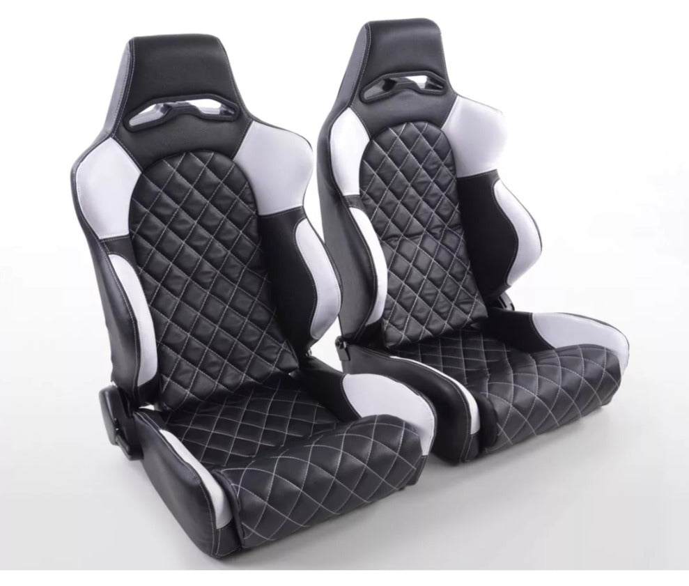 FK Universal Reclining Bucket Sports Seats Diamond Quilted Stitch Black Edition