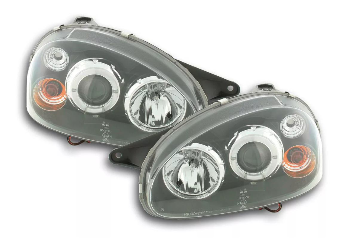 FK Paar LED DRL Halo-Scheinwerfer Opel Corsa B 94-00 schwarz LHD