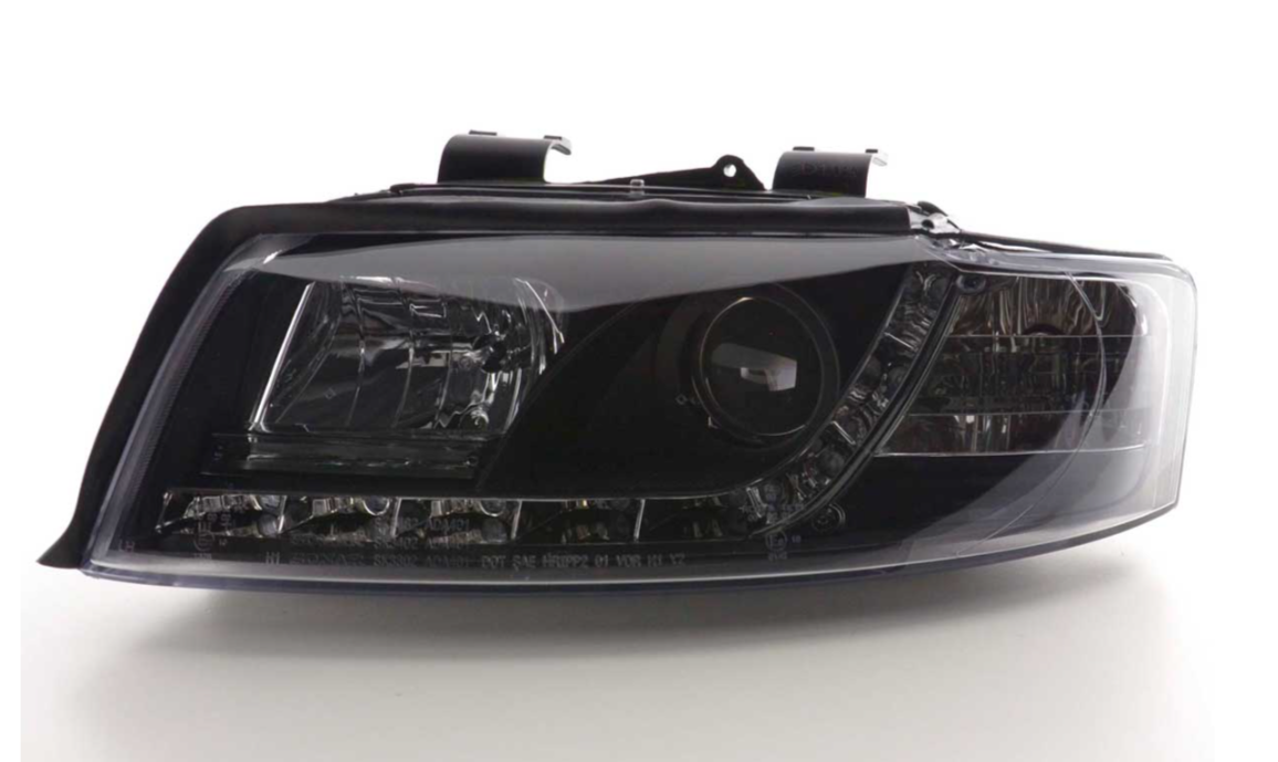 FK LED DRL Lightbar Halo Headlights Audi A4 B6 8E 01-04 BLACK LHD S4