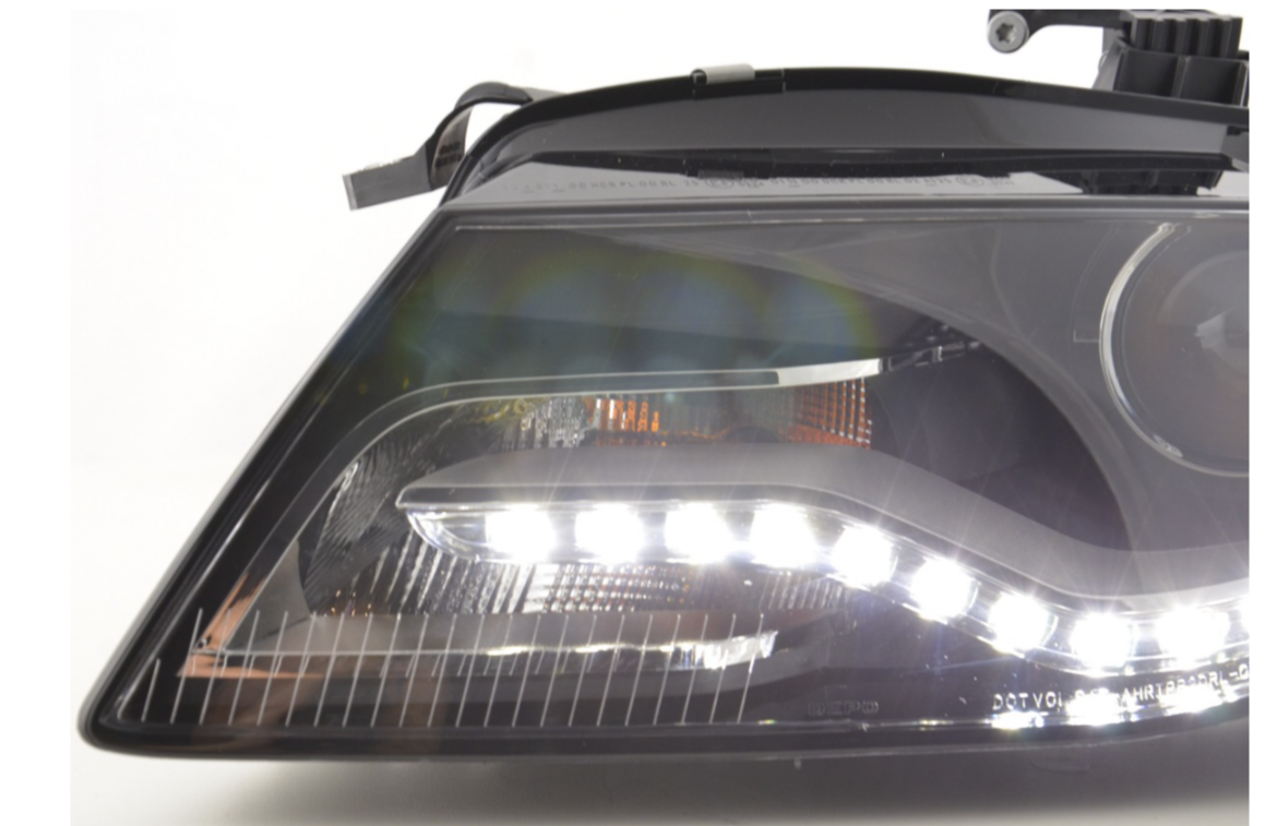 FK Paar Lightbar LED DRL Scheinwerfer Audi A4 08-11 schwarz getönt S4 LHD B8 8K Servo