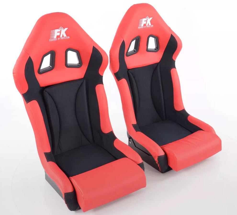 FK Pair Universal Full Bucket Sports Seats - Deluxe FG Glossy Back x5 Colour