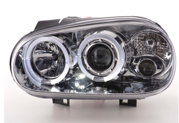 FK LED DRL Angel Halo Eye Black headlights VW Golf 4 MK4 1J 98-03 chrome LHD